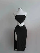 Strapless Backless Crop Top Dress -