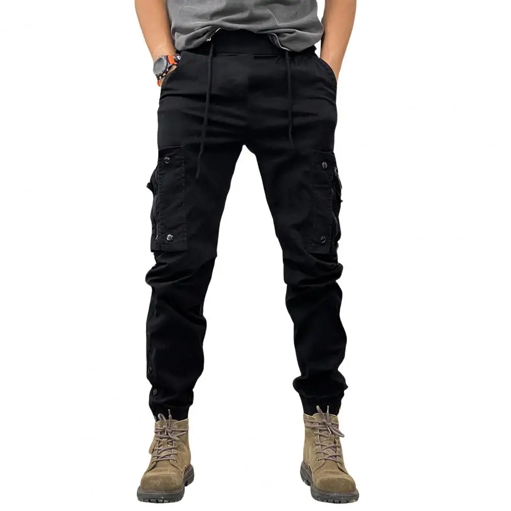 Cargo Pants for Men - Multi-Pocket Elastic Waist Casual Trousers -