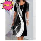 New Women's Dresses Striped Printed Elegant Casual O Neck Short Sleeve Summer Dresses Fashion Ladies Plus Size Clothing Vestidos -