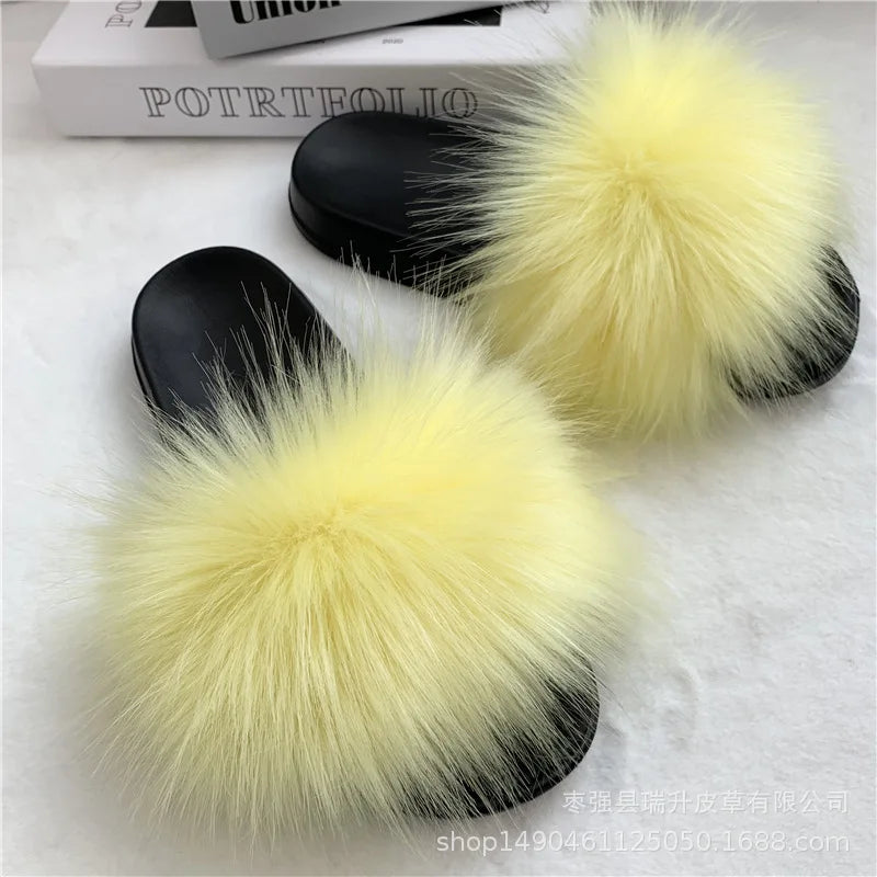 Faux Fur Slippers Women -