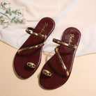 Wine Red Clip Toe Non Slip Slides Flats -