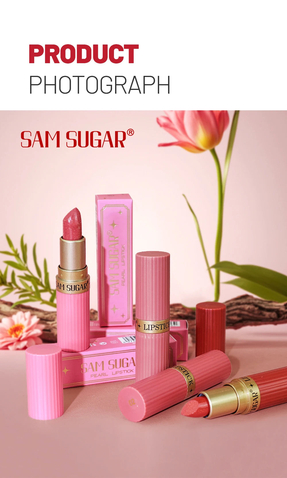 Achieve a bold and glamorous look with this pearlescent pink glitter velvet lipstick. The metallic finish adds a touch of sparkle to your lips, while the waterproof formula ensures long-lasting wear for a stunning and shimmery pout. -