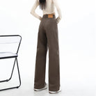 Rock the urban vibe with these baggy, high-street fashion, straight brown jeans for women! -