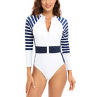 Stay stylish and protected from the sun in this long-sleeved one-piece swimwear for women! -