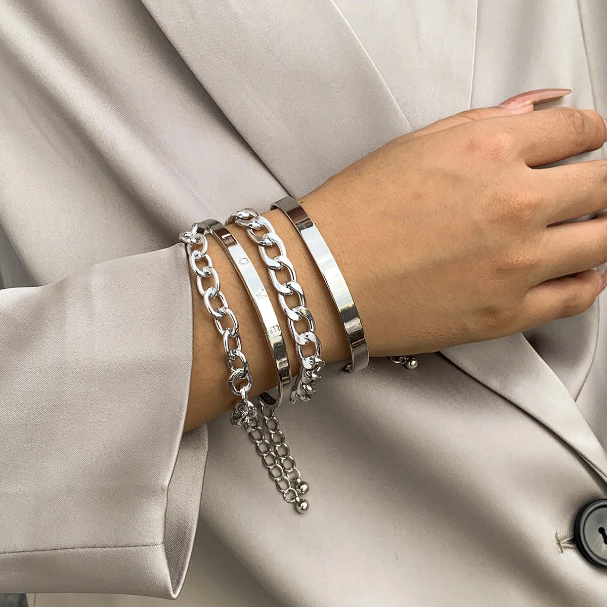 4pcs Cuban Chain Bracelets -