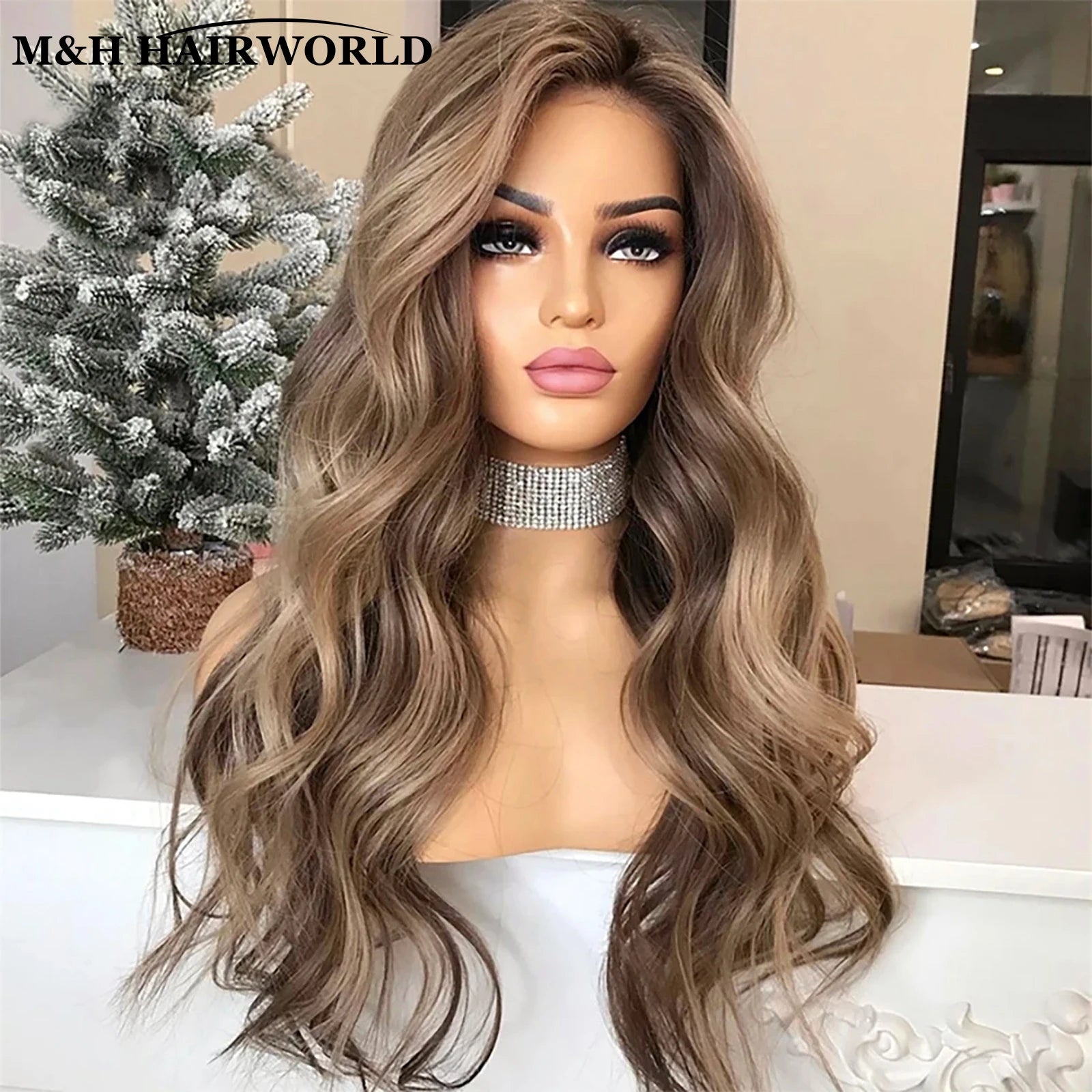 Turn heads with this stunning 30-inch lace frontal wig—natural body wave texture highlighted with beautiful ombre coloring for a flawless look! -