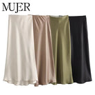 Elevate your wardrobe with this high-waisted satin skirt for women—perfect for adding a touch of elegance to any outfit! -