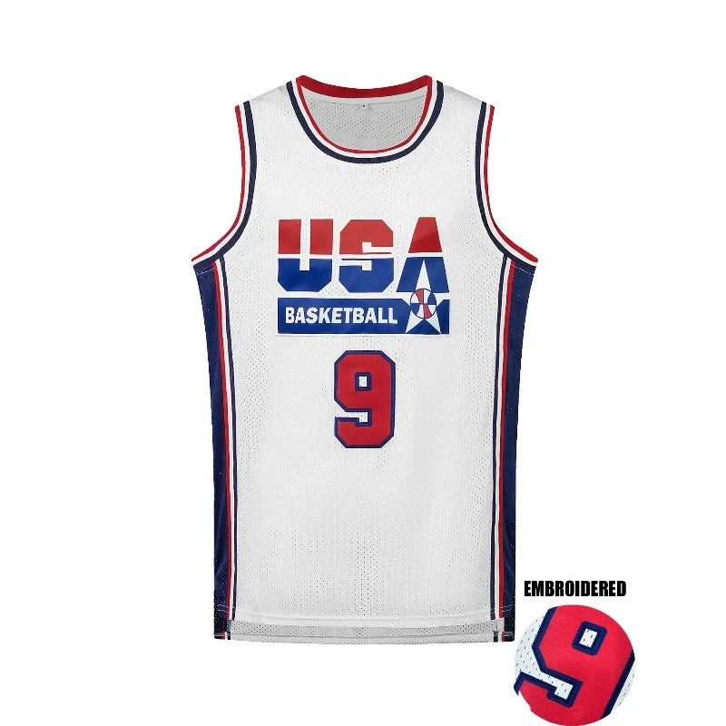 Men's Embroidered Team USA Basketball Jerseys (Throw Back) -