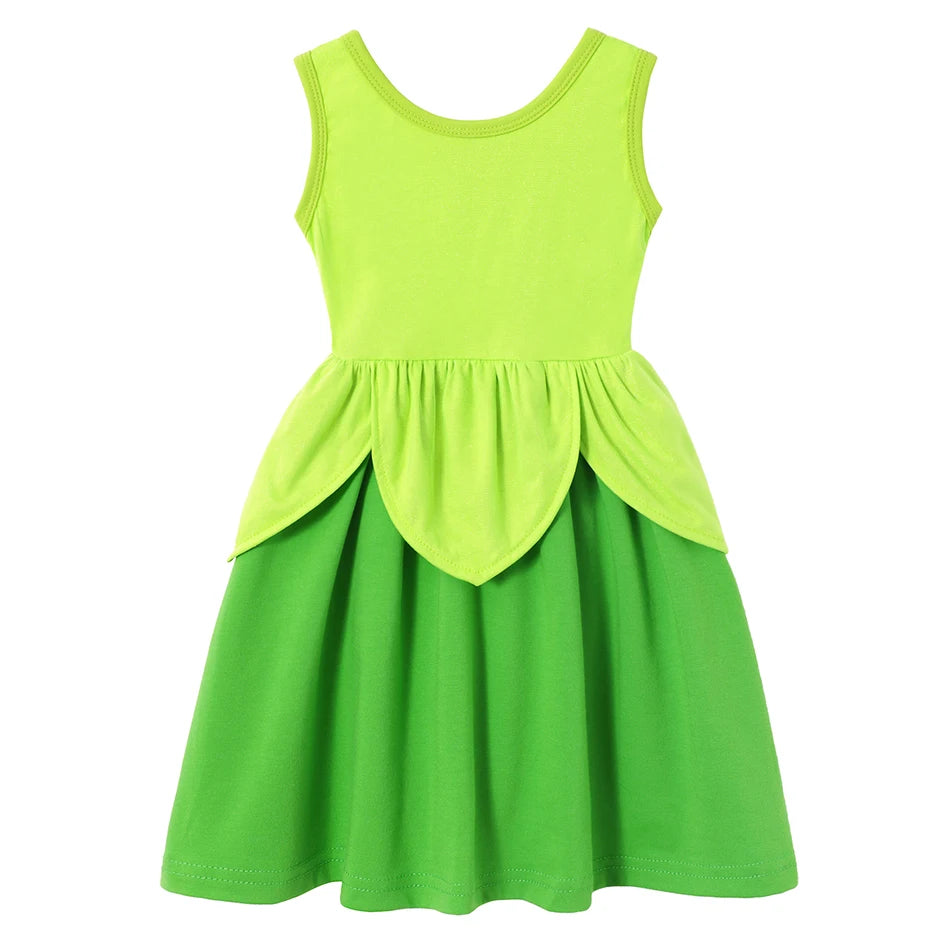 Summer Casual Dress for Girls Mermaid Dress One-Shoulder Sling Short Sleeve Cosplay Princess Costume Casual Vest 2-10 Years -