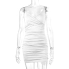 European and American summer backless sexy V-neck camisole dress women's pleated hip hugging dress -