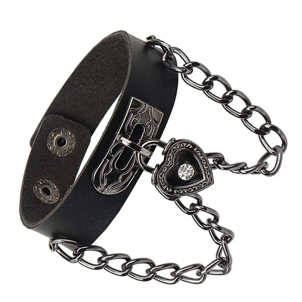 Black Round Square Gothic Spike Bracelet -