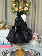 Handmade Pet Dog Clothes Flower Embroider Princess Skirts Fashion Elegant Black Evening Dress For Small Medium Dog Puppy Outfits -
