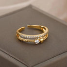 Gold Plated Stainless Steel Crystal Rings -
