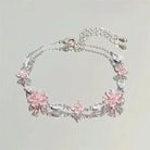 Shiny Pink Crystal Cherry Blossom Bracelets -