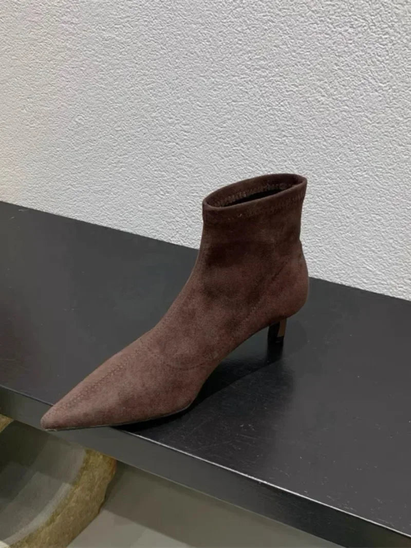 Shoes for Women 2025 High Quality Elegant Ankle Women's Boots Fashion Back Zipper Solid Office and Career Sexy Pointed Toe Boots -