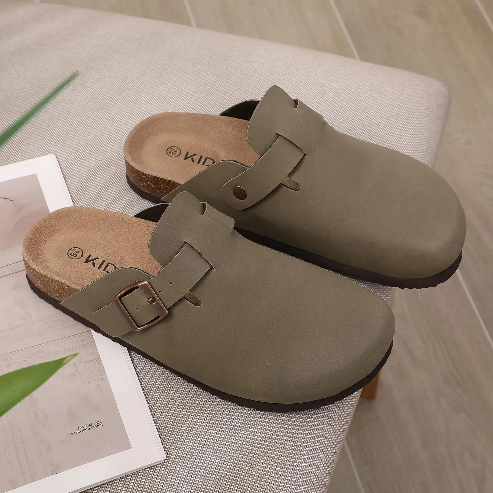 Evshine 2024 Women Cork Slides Classic Clogs For Women Fashion Mules Indoor Home Cork Suede Slippers Outdoor Soft Beach Slippers -