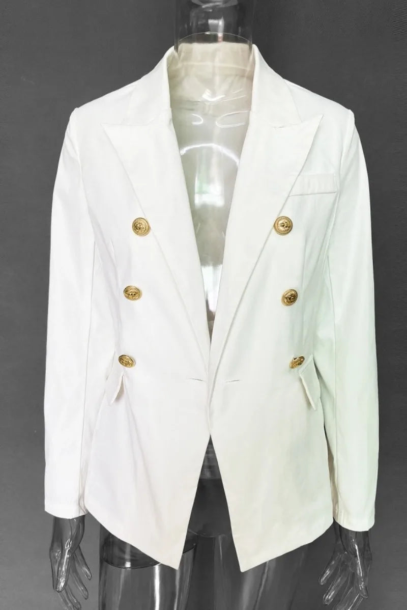 Step out with confidence in this sleek black single-button blazer for women—classic outwear that elevates any outfit! -