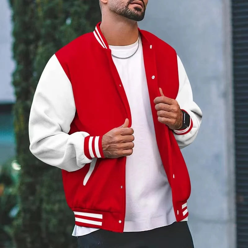 Get stylish with this multi-color streetwear baseball jacket for both men and women. -