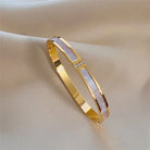 5/1pcs Sparkling Zirconia Inlaid Stainless Steel Bracelet Set -