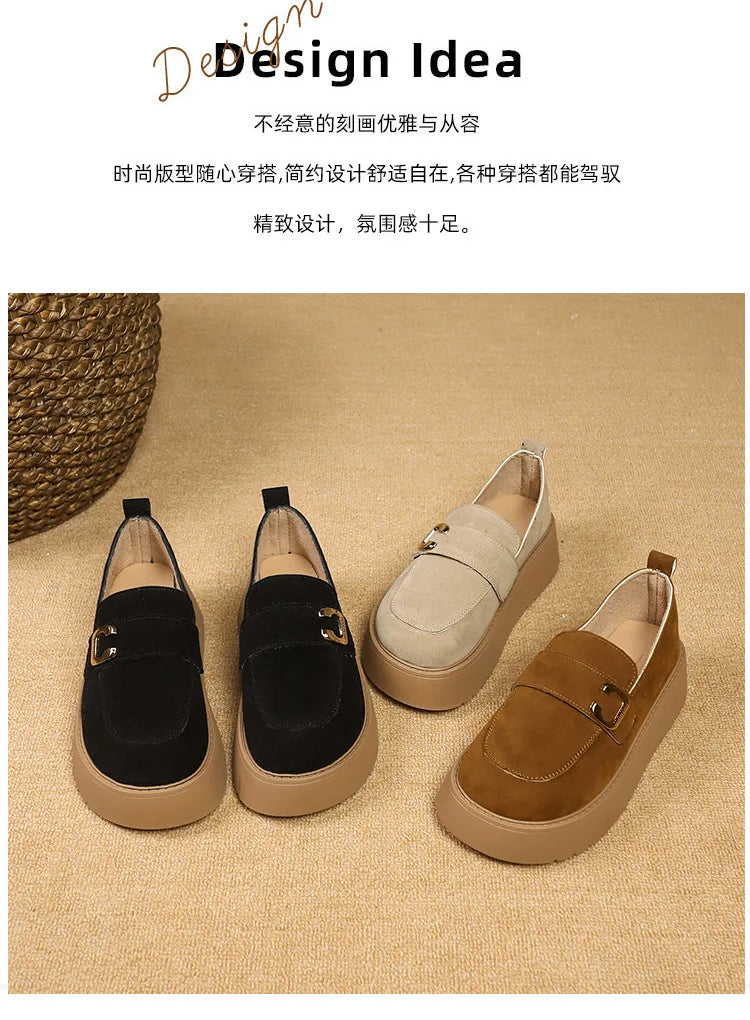 Elevate your style with these platform sole loafers for women. -