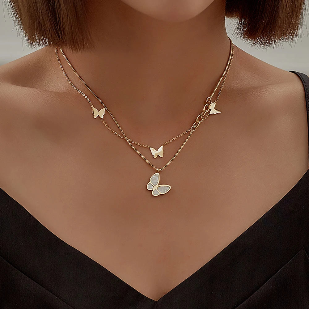 Multilayer Vintage Butterfly Necklace For Women -