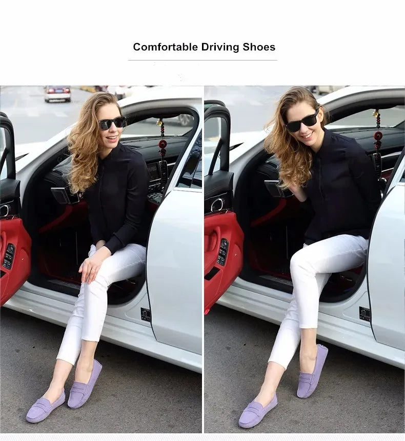 100% Genuine leather Women flats Fashion Handmade Women Casual leather shoes Leather Moccasin Women Driving Shoes Loafers -