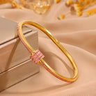 5/1pcs Sparkling Zirconia Inlaid Stainless Steel Bracelet Set -
