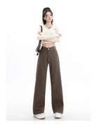 Rock the urban vibe with these baggy, high-street fashion, straight brown jeans for women! -