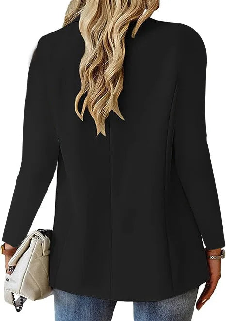 Women's Long Sleeve Blazers, Simple Button Pocket, White, Office, Commuter, Monochromatic, New -