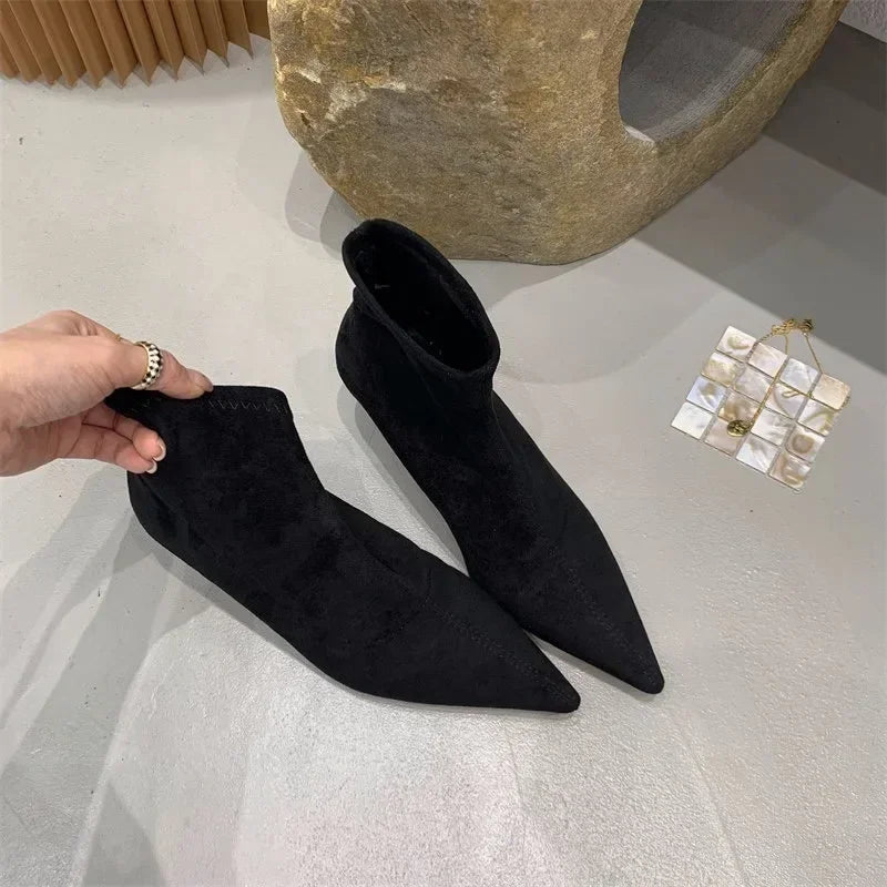 Shoes for Women 2025 High Quality Elegant Ankle Women's Boots Fashion Back Zipper Solid Office and Career Sexy Pointed Toe Boots -