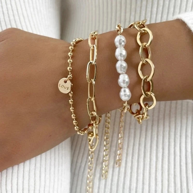4pcs Cuban Chain Bracelets -