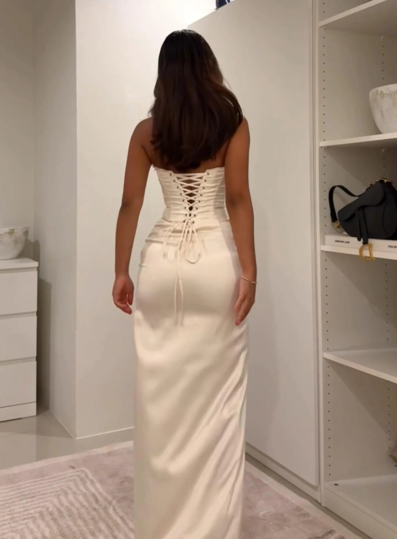 Satin Strapless Maxi Dress -