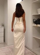 Satin Strapless Maxi Dress -