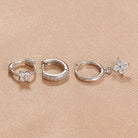 3PCS Stainless Steel Zircon Flower Earring Set for Women -