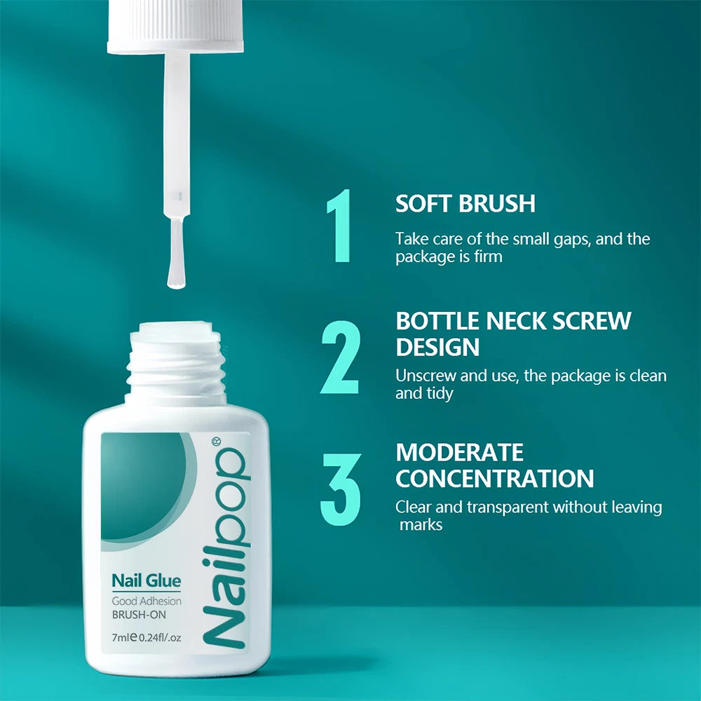 Nailpop Nail Glue 2/5PCS Strong Adhesive Fast Drying Long Lasting Transparent Acrylic Glue for Artificial Nails Nail Art Tools -