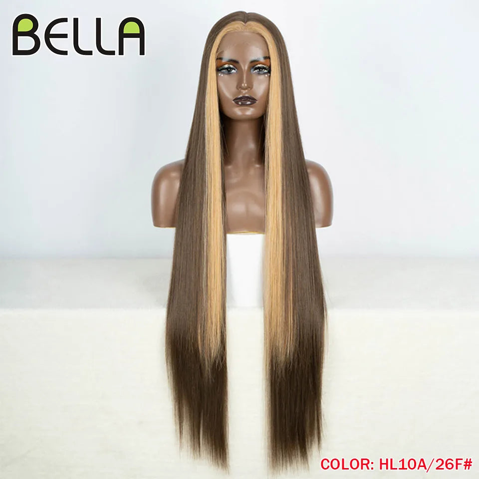 Make a bold statement with this super long 38 straight lace front wig—featuring a stunning Lolita pink and blonde blend, perfect for cosplay and standout style! -