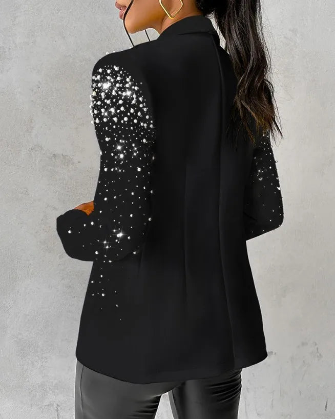 Stay trendy with these fashion blazers for women—streetwear-inspired slim long sleeve jackets with a turndown collar, perfect for casual autumn and spring wear! -