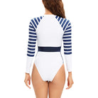Stay stylish and protected from the sun in this long-sleeved one-piece swimwear for women! -