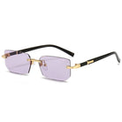 Rimless Sunglasses Rectangle Fashion Popular Women Men Shades Small Square Sun Glasses For Female Male Summer Traveling Oculos -