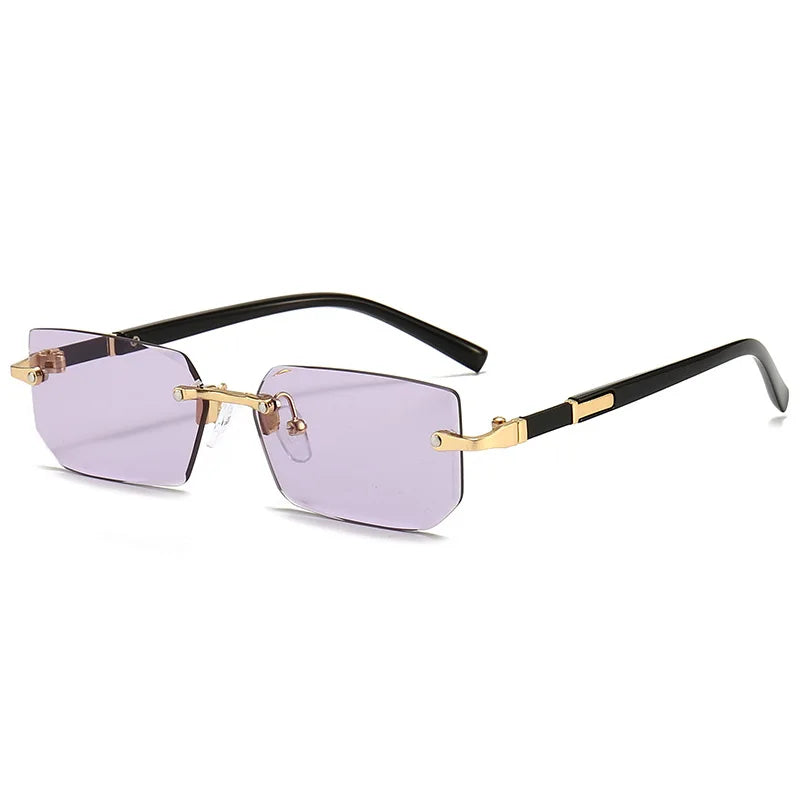 Rimless Sunglasses Rectangle Fashion Popular Women Men Shades Small Square Sun Glasses For Female Male Summer Traveling Oculos -