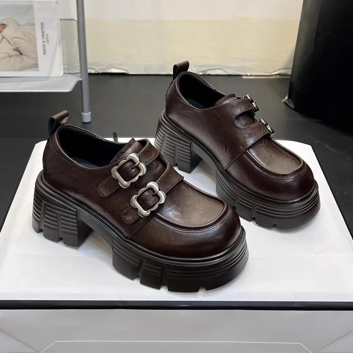 Shoes for Women New Quality Women's Pumps Hot Sale Loafers Fashion Buckle Platform Leather Shoes Trend Versatile Zapatos -