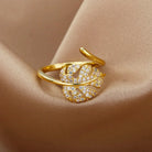 Gold Plated Stainless Steel Crystal Rings -