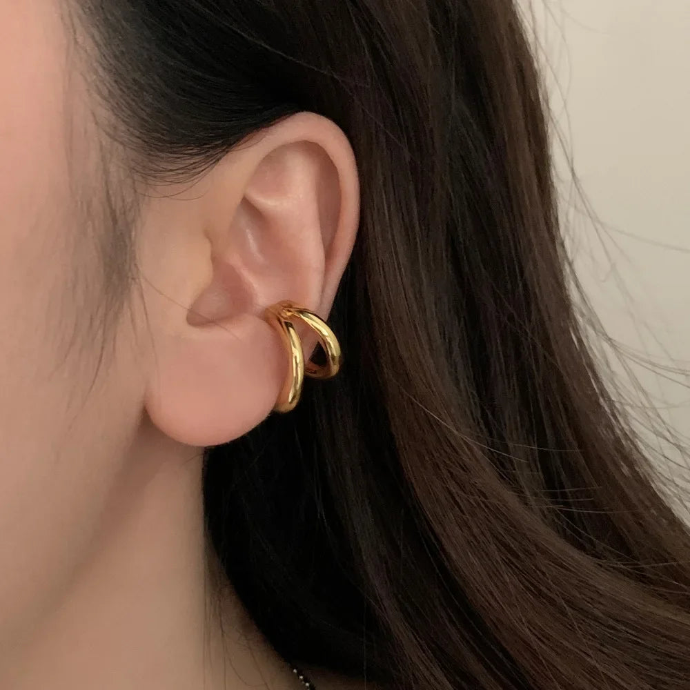 Sterling Silver Double Layered Earrings -