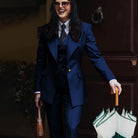 Autumn Retro Red Women's Jacket Pant Sets 3Piece Suit Single Button Peaked Lapel Blazer Formal Office Professional Outerwears -