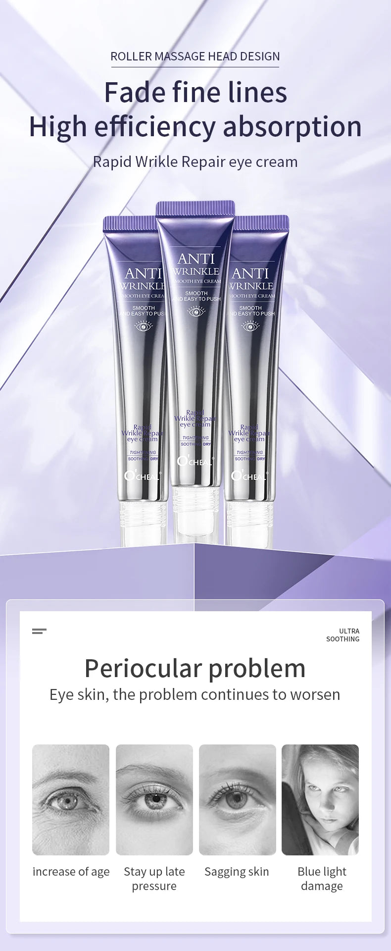 Revitalize your under-eye area with this anti-wrinkle and dark circle eye cream roller massager. The moisturizing formula and cooling roller can help reduce puffiness, and leave you with bright and refreshed eyes. -
