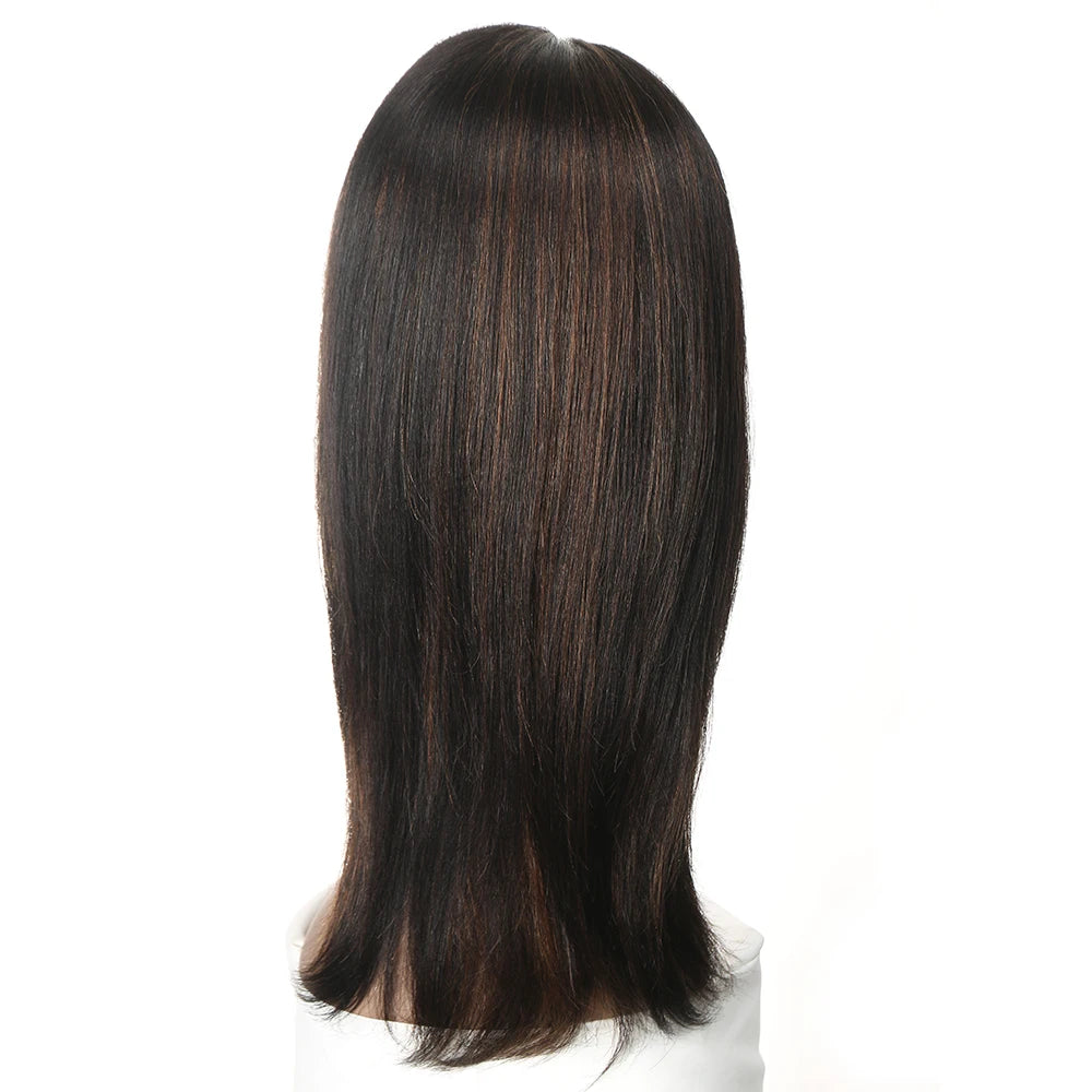 Turn heads with this sleek 18-inch 13x4 lace front Brazilian hair wig—straight, colored, and highlighted for a flawless, natural look! -