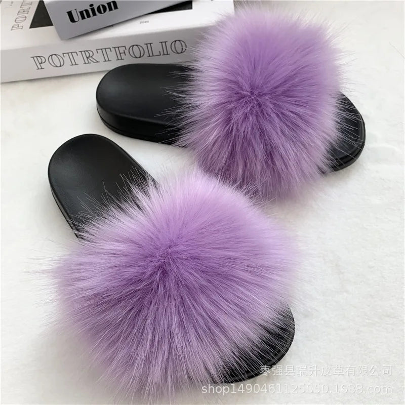 Faux Fur Slippers Women -