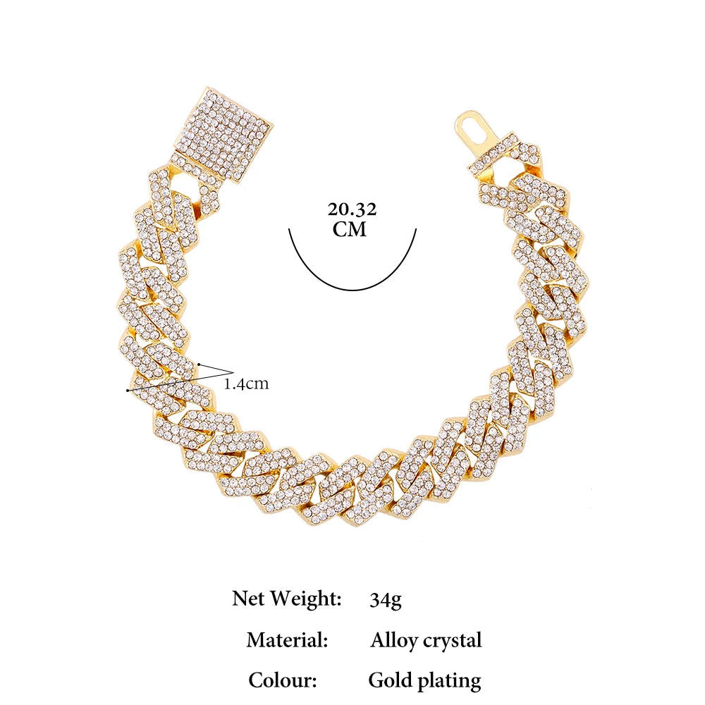 14mm Prong Miami Cuban Link Chain Necklace -