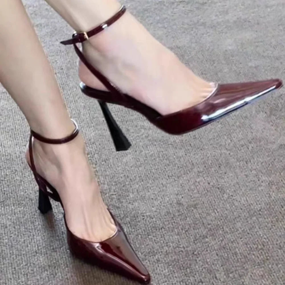 Shoes for Women 2025 Fashion Summer Pointed Toe High Heels Sexy Ankle Strap Evening Party Sandal Sweet with Ankle Buckle Strap -