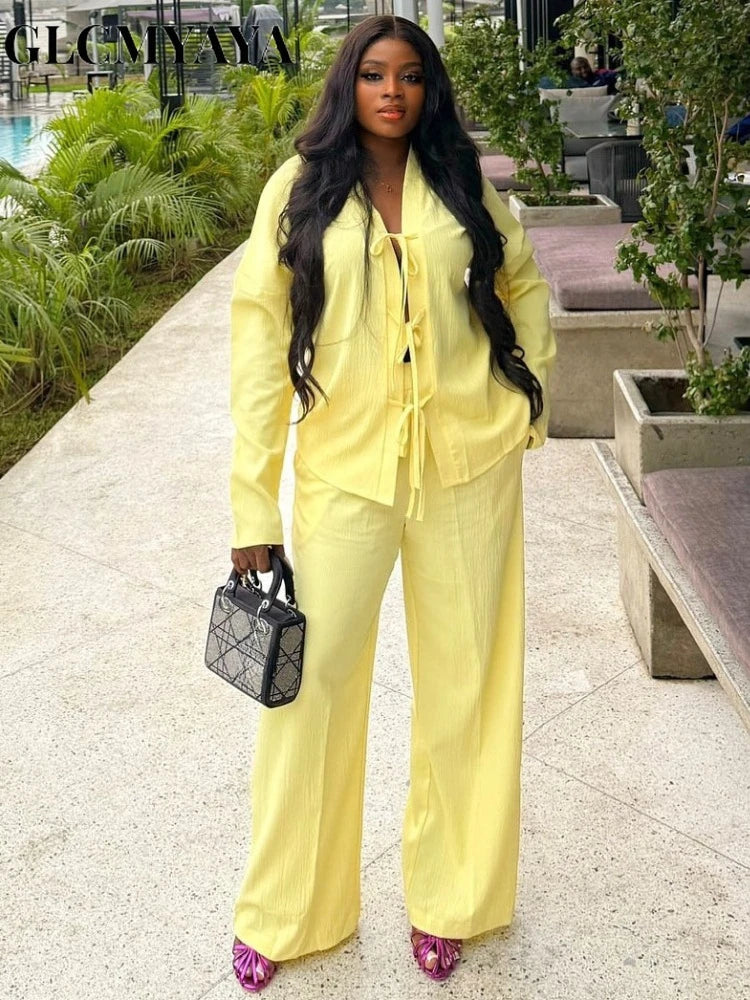 Wide Leg Pants Suit -